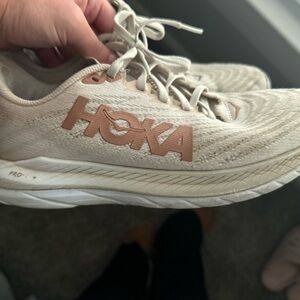 Hoka Women's Neutral Beige Running Sneakers with Rose Logo